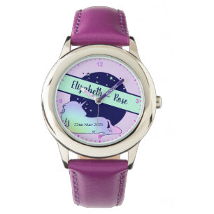 Cute Rainbow Unicorn Name Birth Date Birthday  Watch