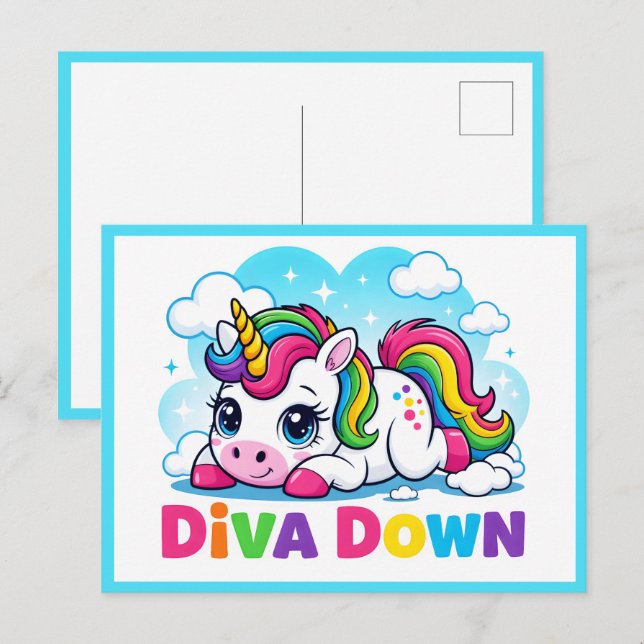 Cute Rainbow Unicorn Postcard (Front/Back)