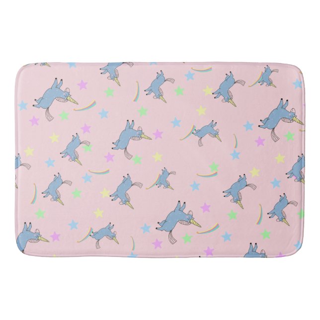 cute  rainbow Unicorn stars gradient pattern Bath Mat (Front)