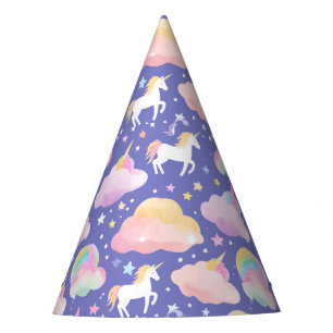 Cute Rainbow unicorn unicorn birthday purple kids Party Hat