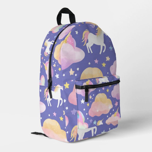 Cute Rainbow unicorn unicorn birthday purple kids Printed Backpack (Back Corner Left)