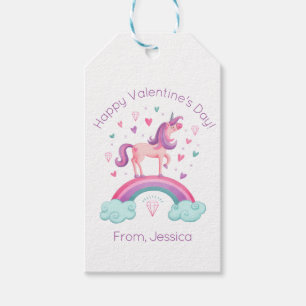 Cute Rainbow Unicorn Valentine's Day Gift Tag