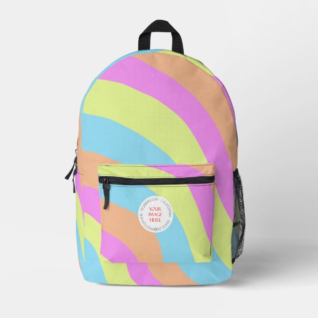 Cute Rainbow Waves Image Personalized Printed Backpack (Front)