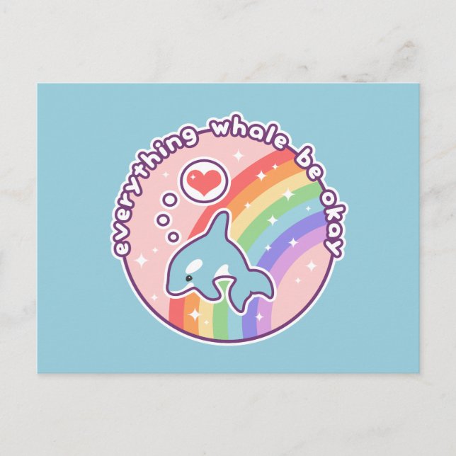 Cute Rainbow Whale Postcard (Front)