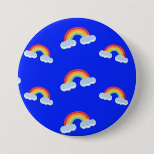Cute Rainbow with Clouds Pattern 3 Inch Round Button