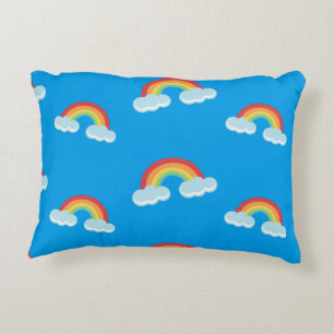 Cute Rainbow with Clouds Pattern Accent Pillow