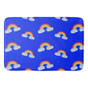 Cute Rainbow with Clouds Pattern Bath Mat