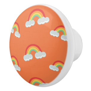 Cute Rainbow with Clouds Pattern Ceramic Knob