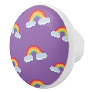 Cute Rainbow with Clouds Pattern Ceramic Knob