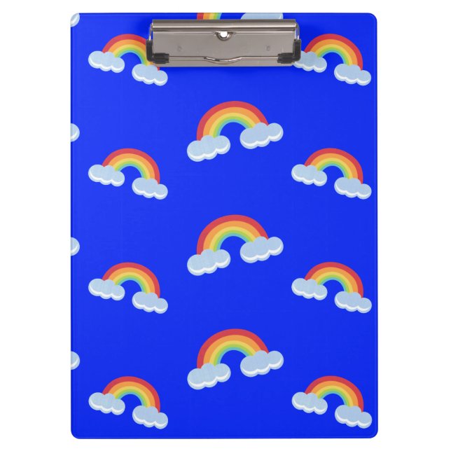 Cute Rainbow with Clouds Pattern Clipboard (Front)