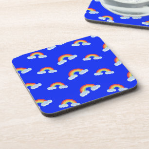 Cute Rainbow with Clouds Pattern Coaster