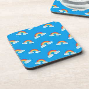 Cute Rainbow with Clouds Pattern Coaster