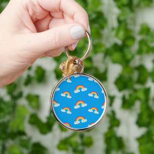 Cute Rainbow with Clouds Pattern Keychain