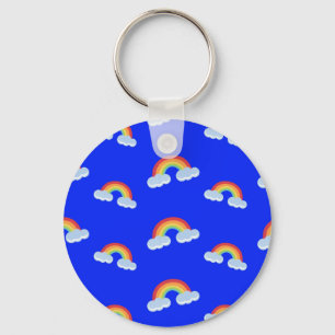 Cute Rainbow with Clouds Pattern Keychain
