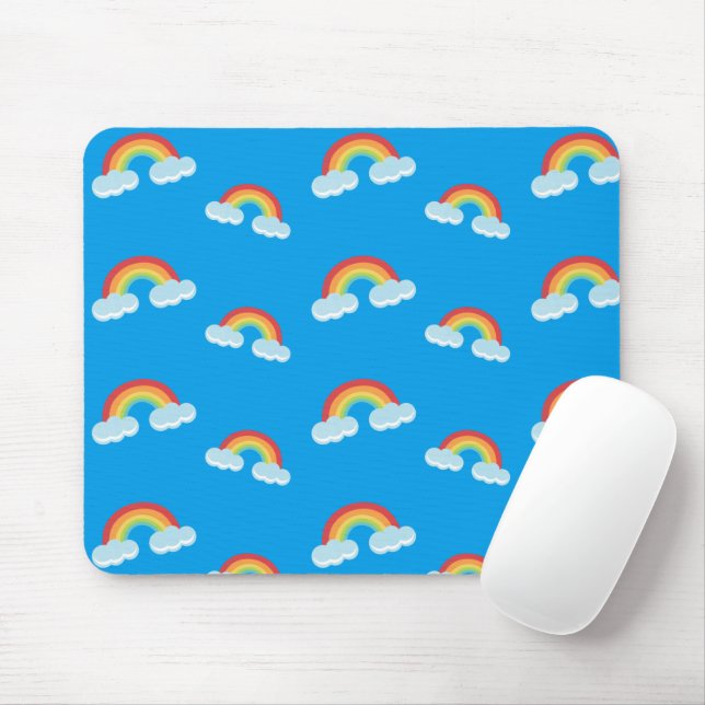 Cute Rainbow with Clouds Pattern Mouse Pad (With Mouse)