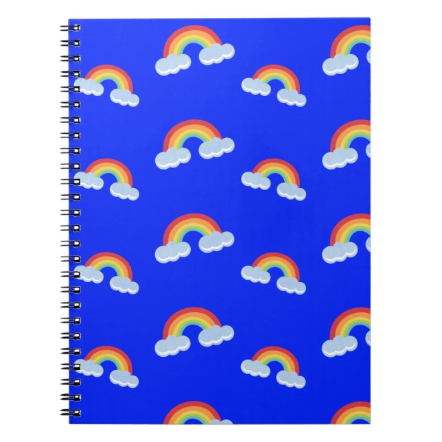Cute Rainbow with Clouds Pattern Notebook (Front)