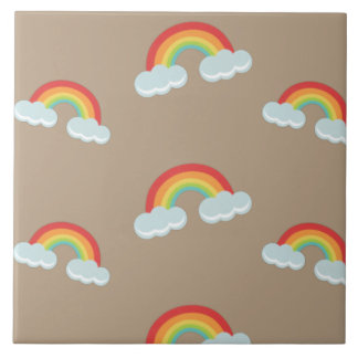 Cute Rainbow with Clouds Pattern Tile