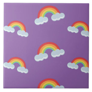 Cute Rainbow with Clouds Pattern Tile