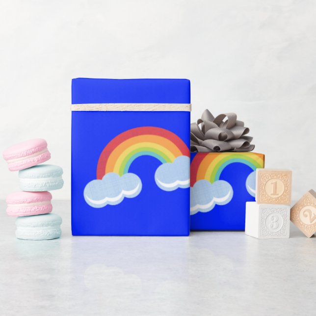 Cute Rainbow with Clouds Pattern Wrapping Paper (Baby Shower)