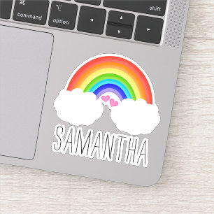 Cute Rainbow With Pink Hearts Name