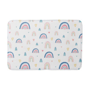 Cute Rainbows & Hearts Pattern Bath Mat