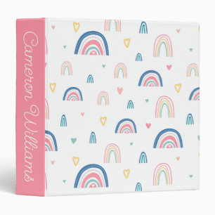 Cute Rainbows & Hearts Pattern Binder