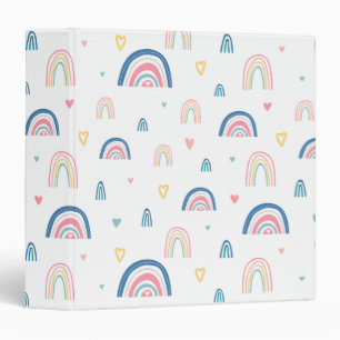 Cute Rainbows & Hearts Pattern Binder