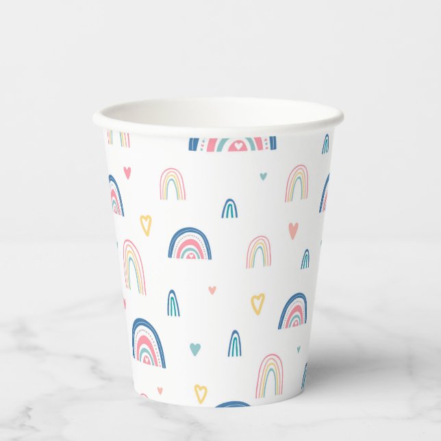 Cute Rainbows & Hearts Pattern Paper Cups (Front)