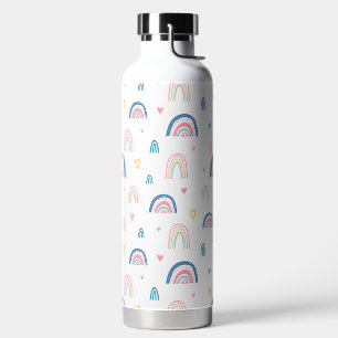 Cute Rainbows & Hearts Pattern Water Bottle