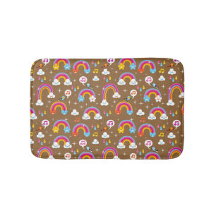 cute rainbows pattern bath mat