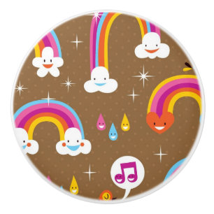 cute rainbows pattern ceramic knob