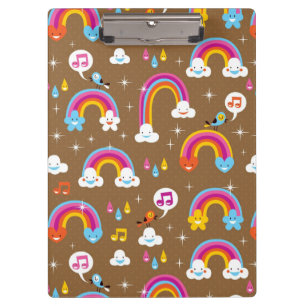 cute rainbows pattern clipboard