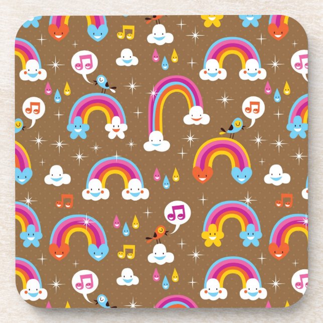 cute rainbows pattern coaster (Front)
