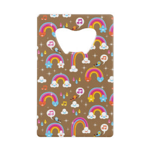 cute rainbows pattern credit card bottle opener
