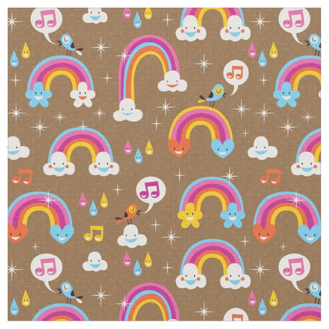 cute rainbows pattern fabric (Close Up)