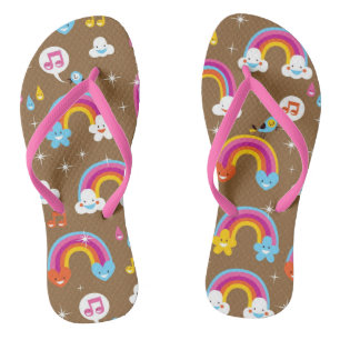 cute rainbows pattern flip flops