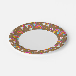 cute rainbows pattern paper plate