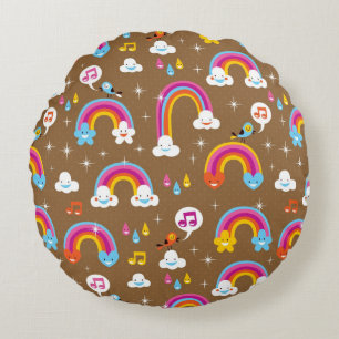 cute rainbows pattern round pillow