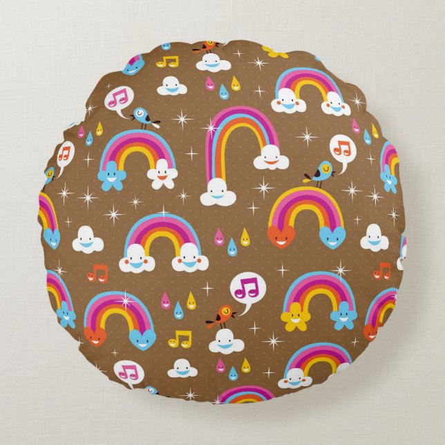 cute rainbows pattern round pillow (Front)