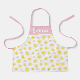 Cute Rainbows, sunshine and hearts pastel Apron