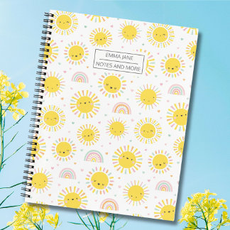 Cute Rainbows, sunshine and hearts pastel Notebook