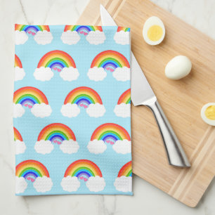 Cute Rainbows With Hearts Pattern Kitchen Towel