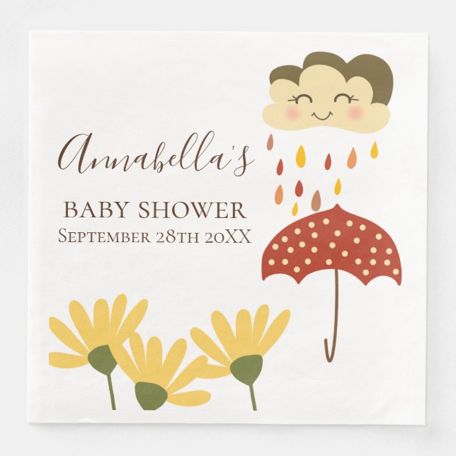 Cute Raincloud and Umbrella Gender Neutral Baby Napkin (Front)