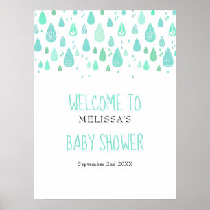 Cute Raindrops Baby Shower / Sprinkle Welcome Sign