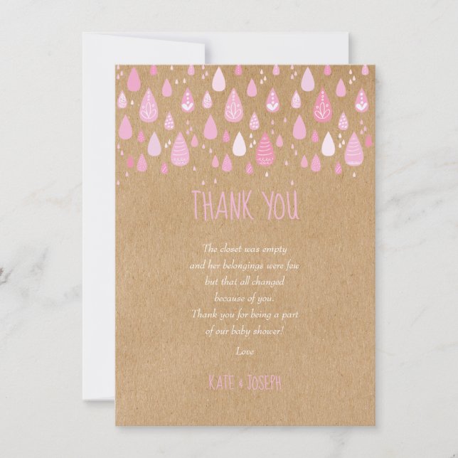 Cute Raindrops Baby Shower Thank You Poem (Front)