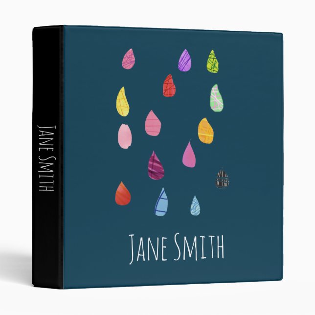 Cute raindrops colourful rain art binder (Front/Spine)