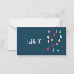 Cute raindrops colourful rain art card
