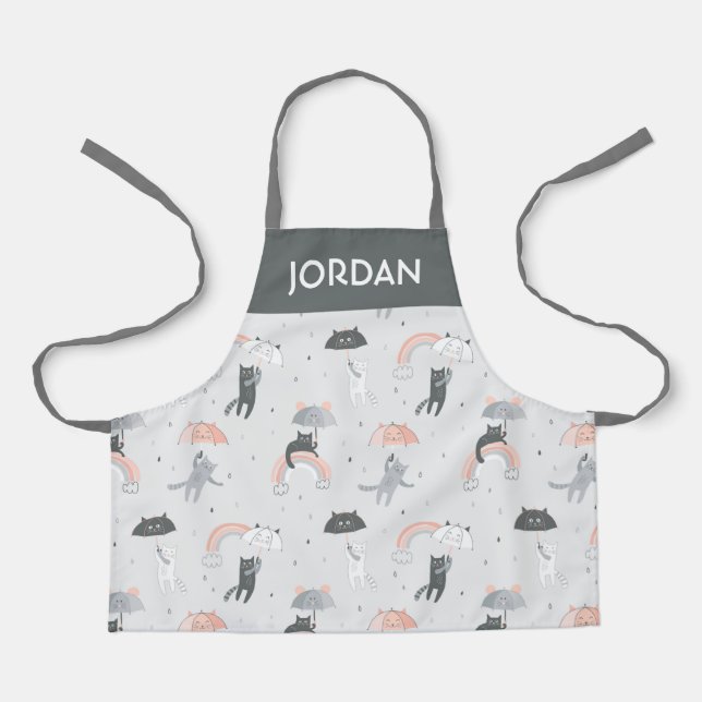Cute Raining Cats Pattern Apron (Front)