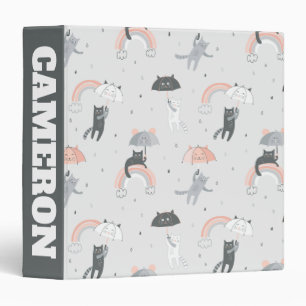 Cute Raining Cats Pattern Binder