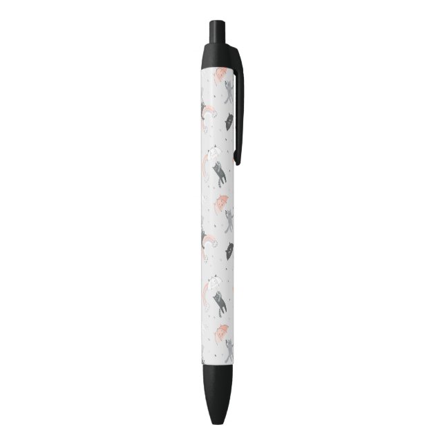 Cute Raining Cats Pattern Black Ink Pen (Bottom (Vertical))